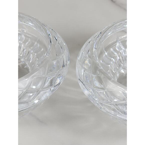 Princess House Candle Holder 4 1/2" Highlights Clear Lead Crystal Reversible x2 - Picture 9 of 15